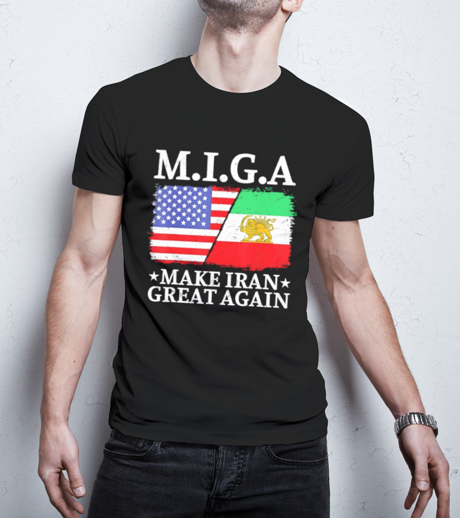 M.I.G.A Make Iran Great Again Half American Half Iranian Flags T-Shirt