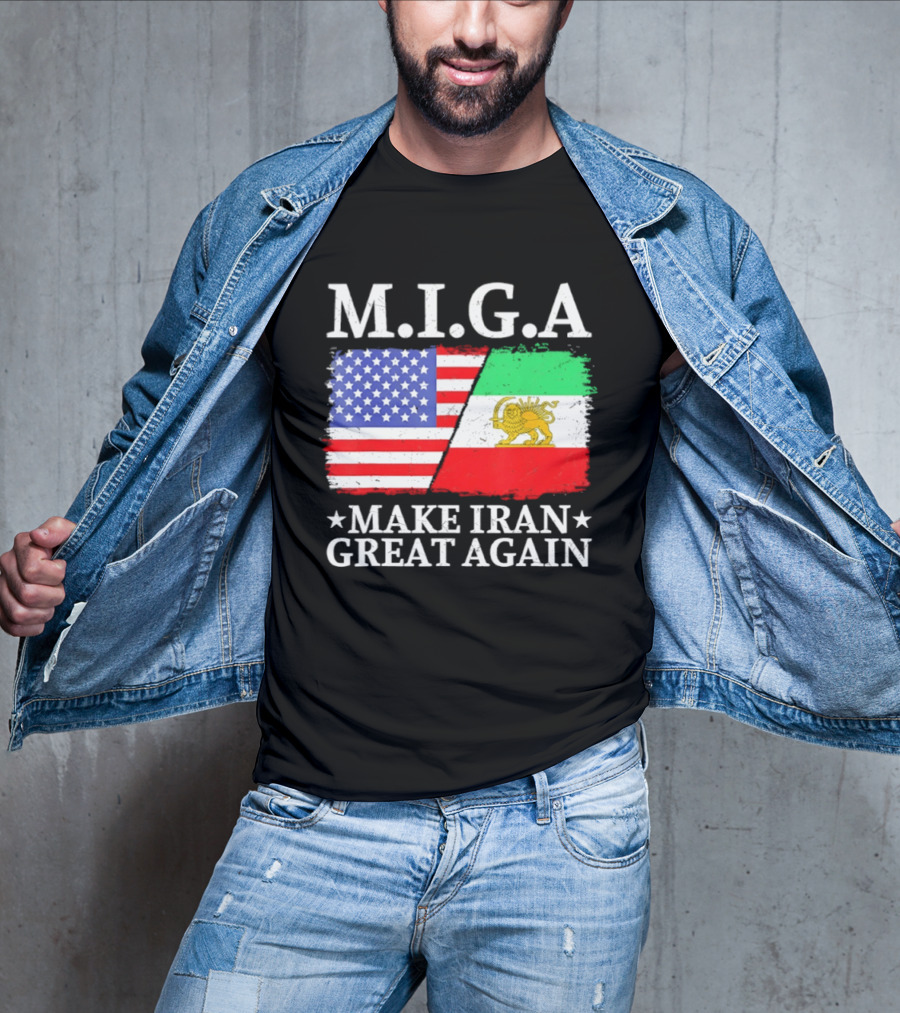 M.I.G.A Make Iran Great Again Half American Half Iranian Flags T-Shirt