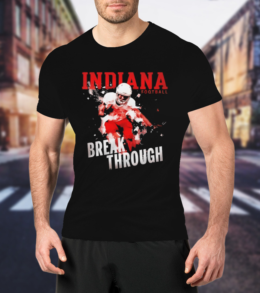 Indiana Hoosiers Football Break Through Bold Red Team Spirit T-Shirt