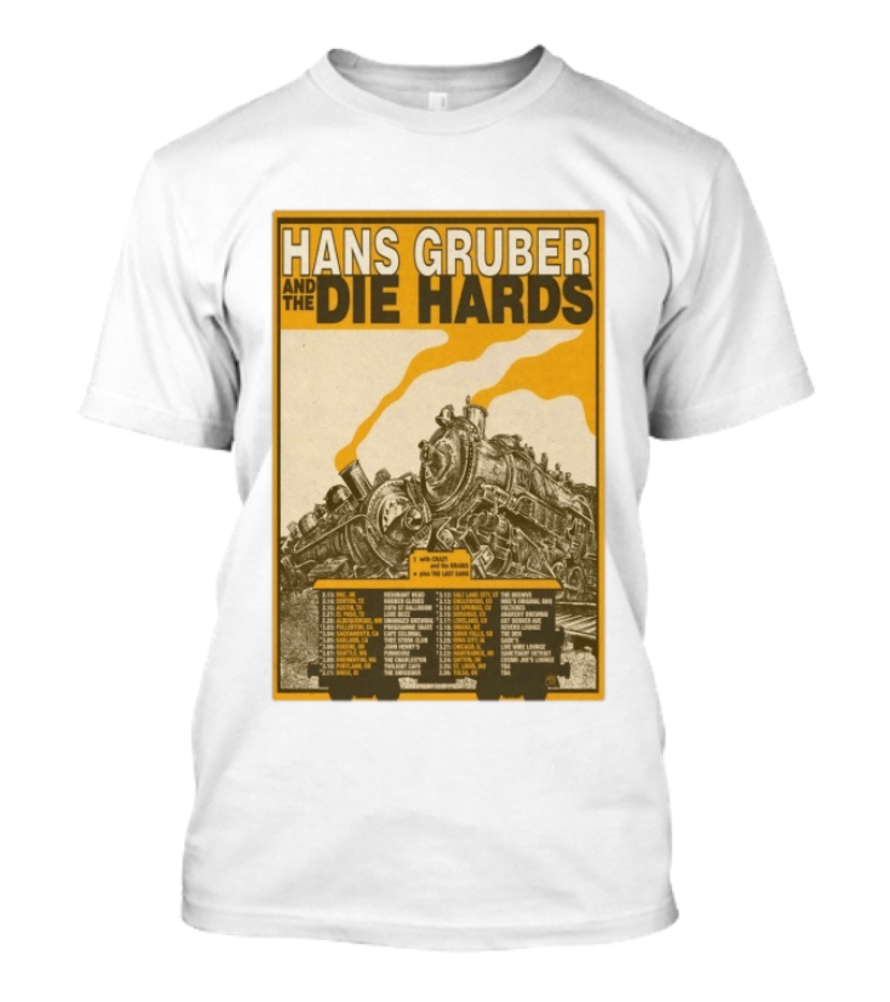 Hans Gruber And The Die Hards Train Tour Dates West Coast Midwest 2026 T-Shirt