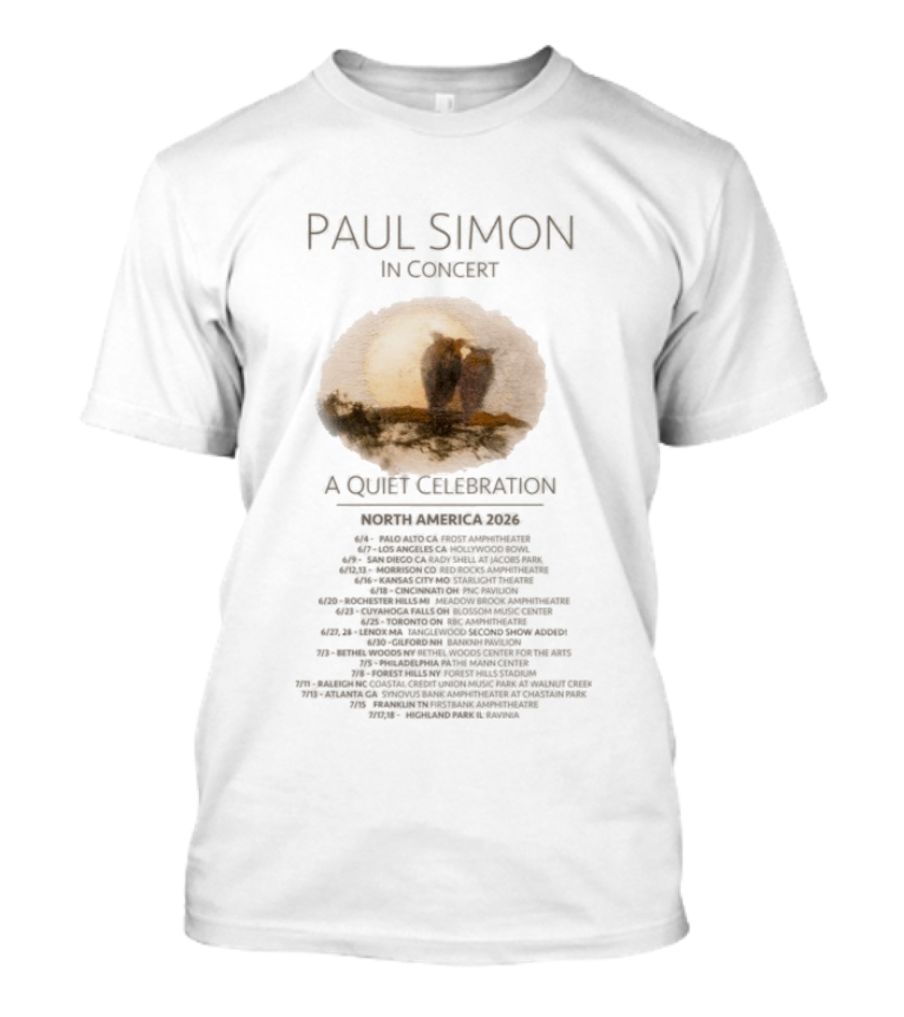 Paul Simon In Concert A Quiet Celebration North America 2026 Tour Dates And Locations Oval Central T-Shirt