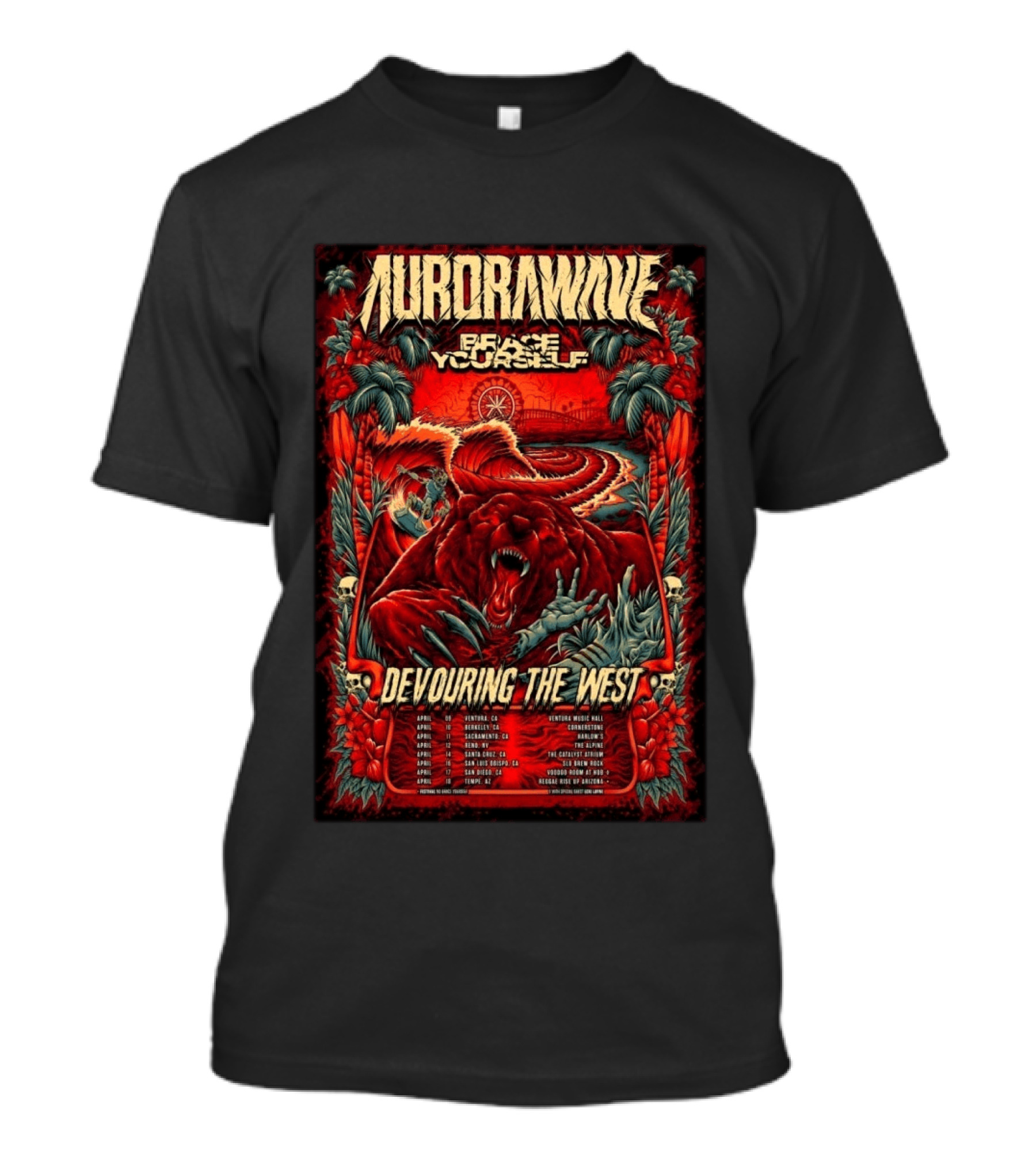 Aurorawave Devouring The West Tour 2026 West Coast Dates Venture Ventura April T-Shirt