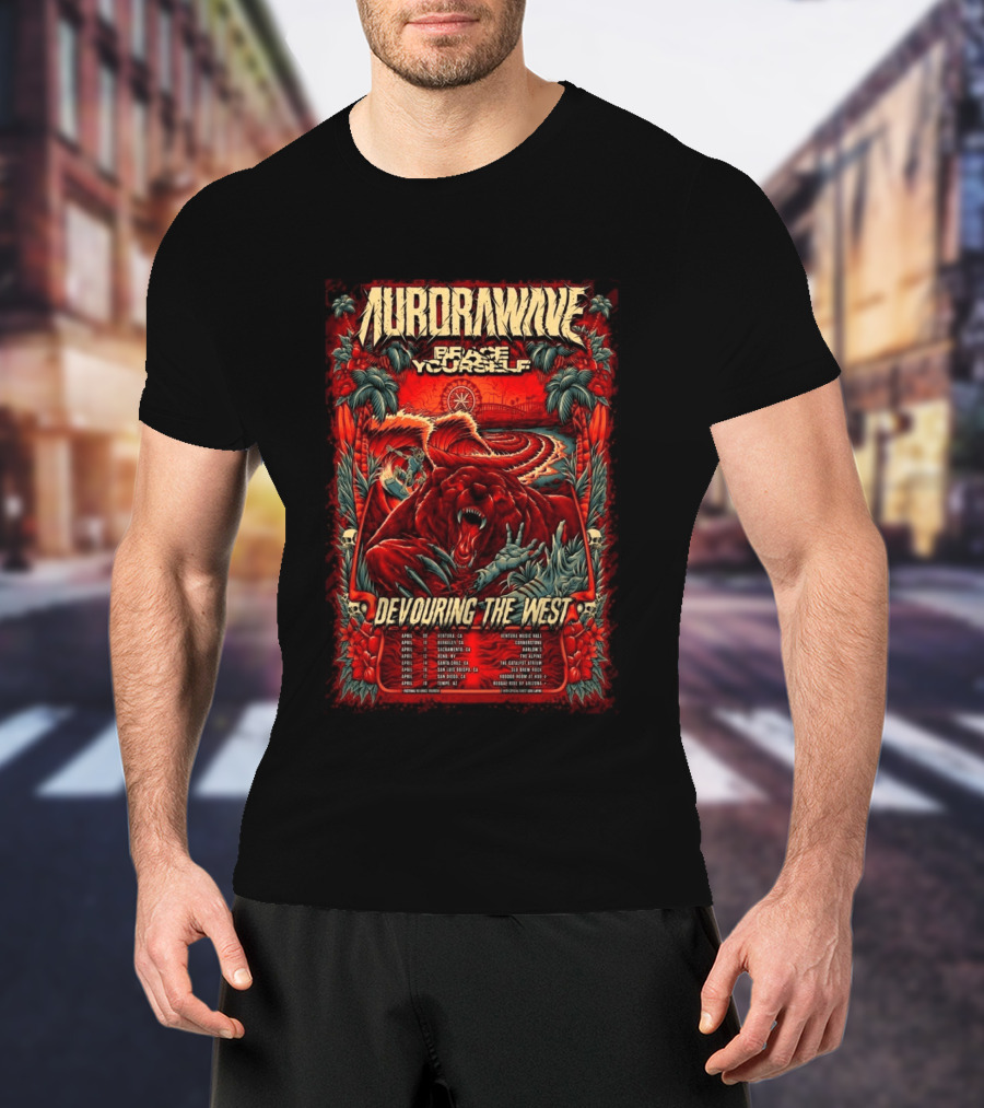 Aurorawave Devouring The West Tour 2026 West Coast Dates Venture Ventura April T-Shirt