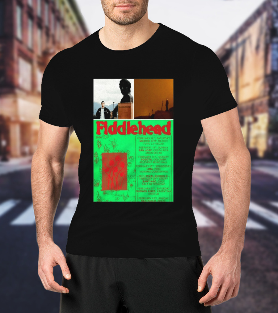 Fiddlehead February 2026 Shows Mexico City San Jose Bogota Lima Santiago Buenos Aires São Paulo T-Shirt