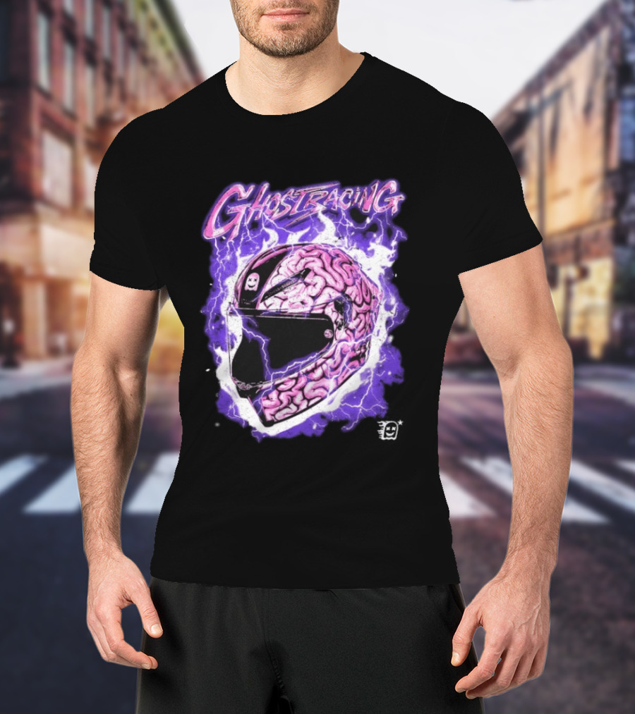 Ghost Racing Purple Brain Helmet Lightning Explosion T-Shirt