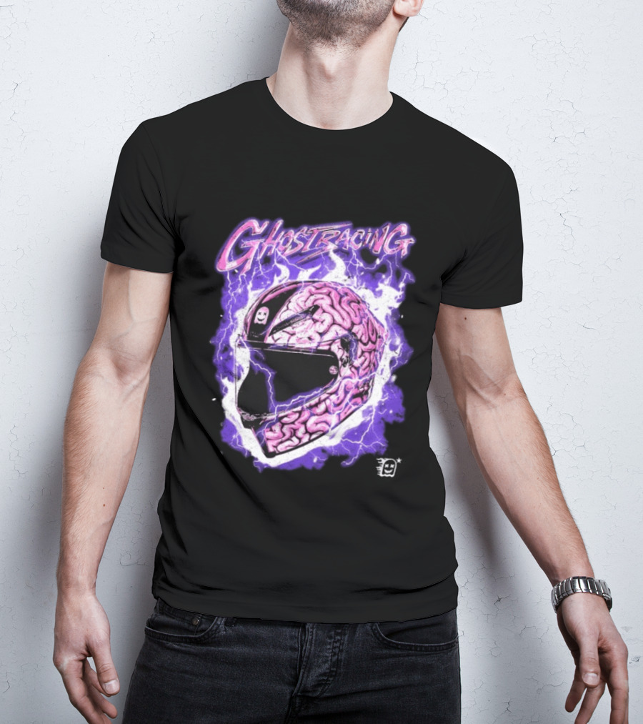 Ghost Racing Purple Brain Helmet Lightning Explosion T-Shirt