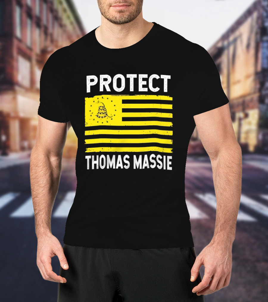 Protect Thomas Massie Gadsden Flag Yellow T-Shirt