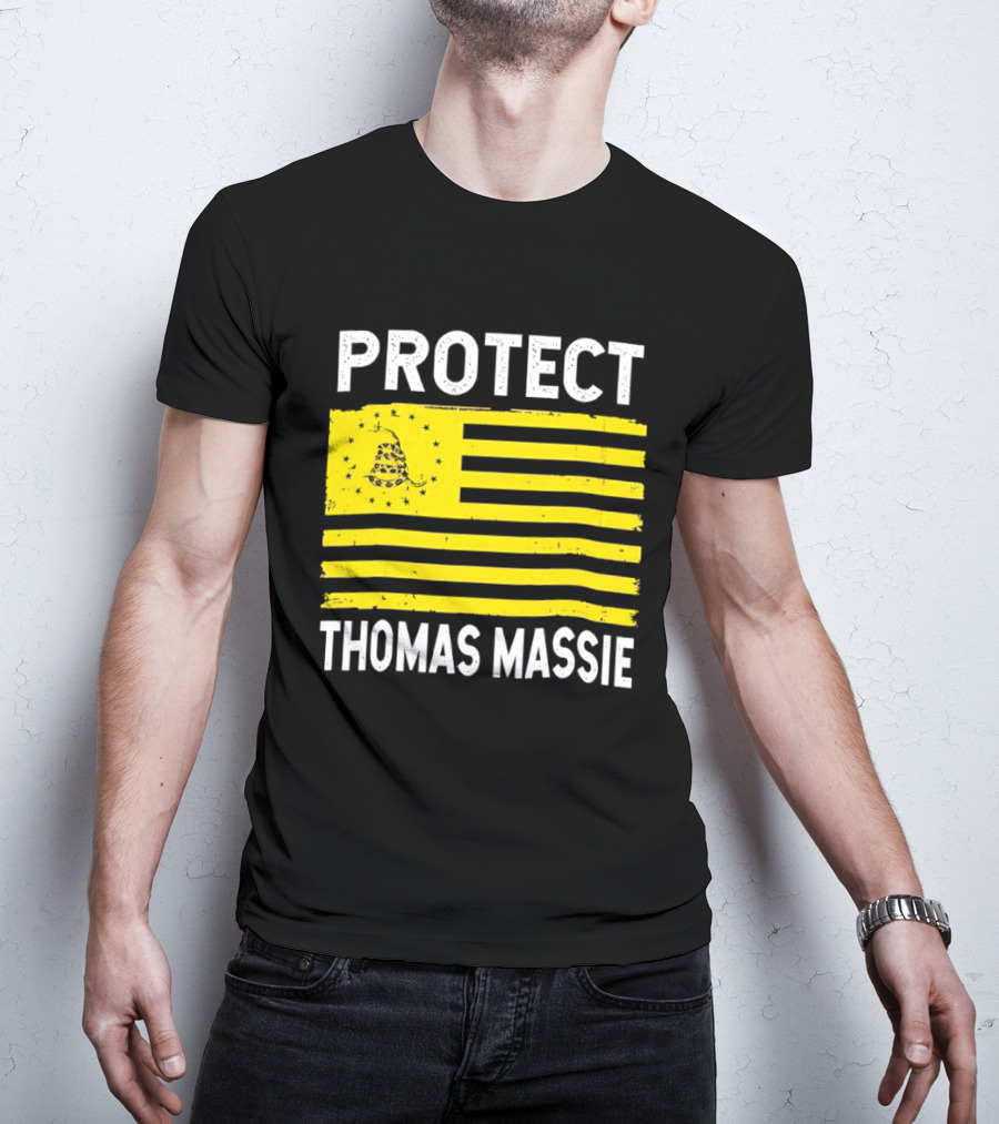 Protect Thomas Massie Gadsden Flag Yellow T-Shirt