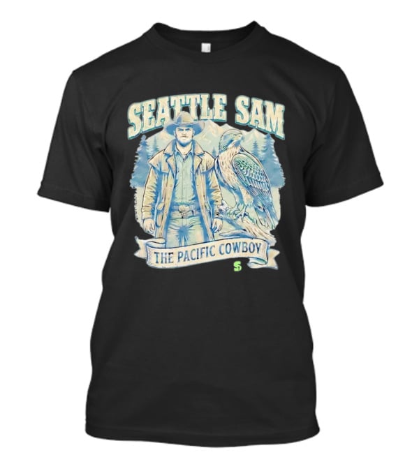 Seattle Sam The Pacific Cowboy With Mountains And Eagle T-Shirt