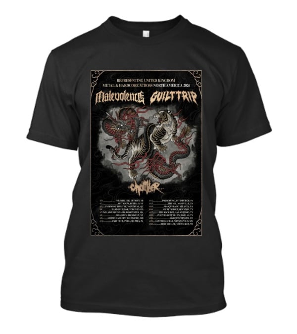 Malevolence Guilttrip 2026 Tour North America Metal Hardcore United Kingdom T-Shirt