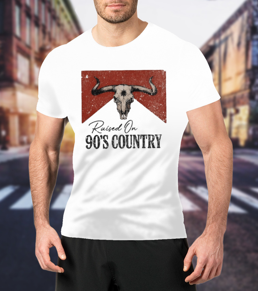 Bull Skull Marlboro Raised On 90's Country T-Shirt