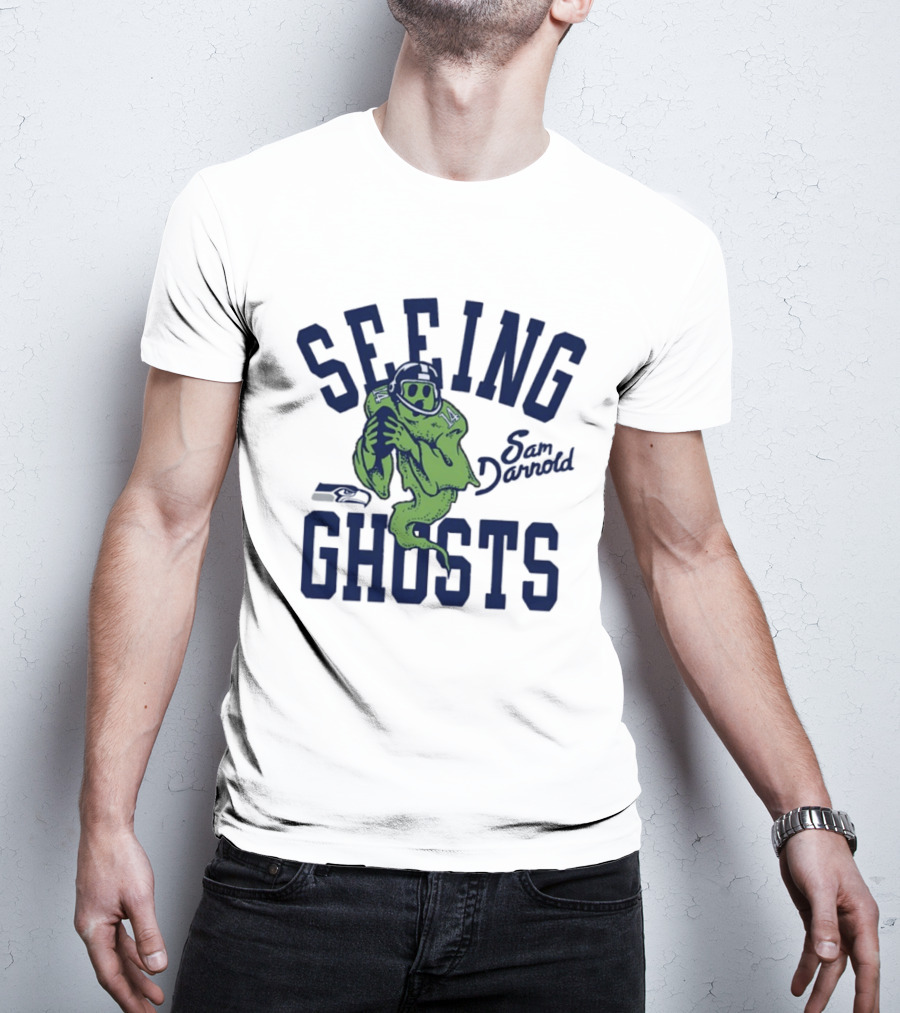 Sam Darnold Seeing Ghosts Seattle Seahawks Logo 14 T-Shirt