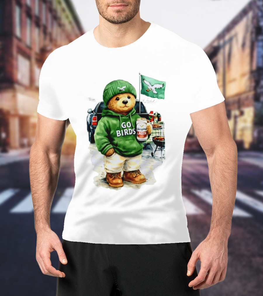 Tailgating Bear Go Birds Eagle Lager Football Fan Party T-Shirt