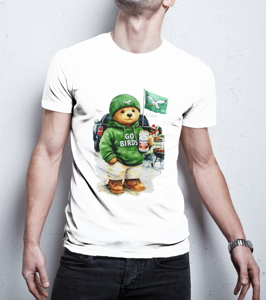 Tailgating Bear Go Birds Eagle Lager Football Fan Party T-Shirt