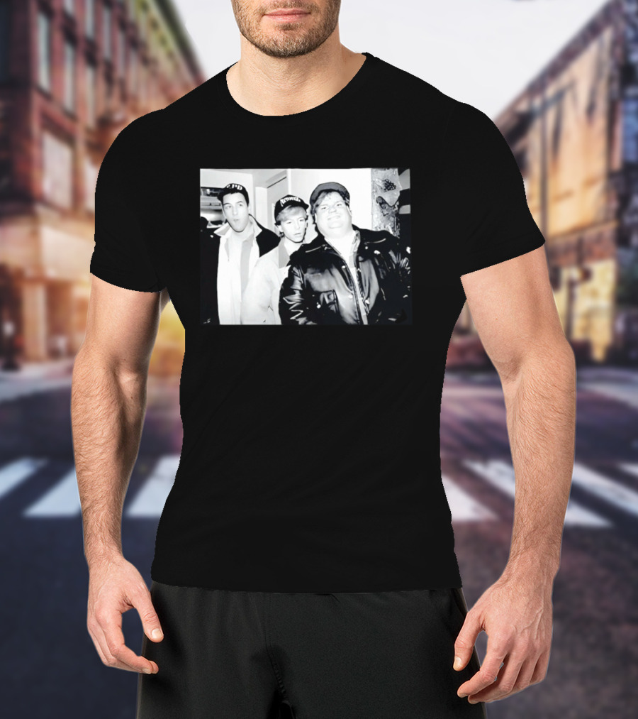 Adam Sandler Chris Farley David Spade NYPD Chicago Black And White Photo T-Shirt