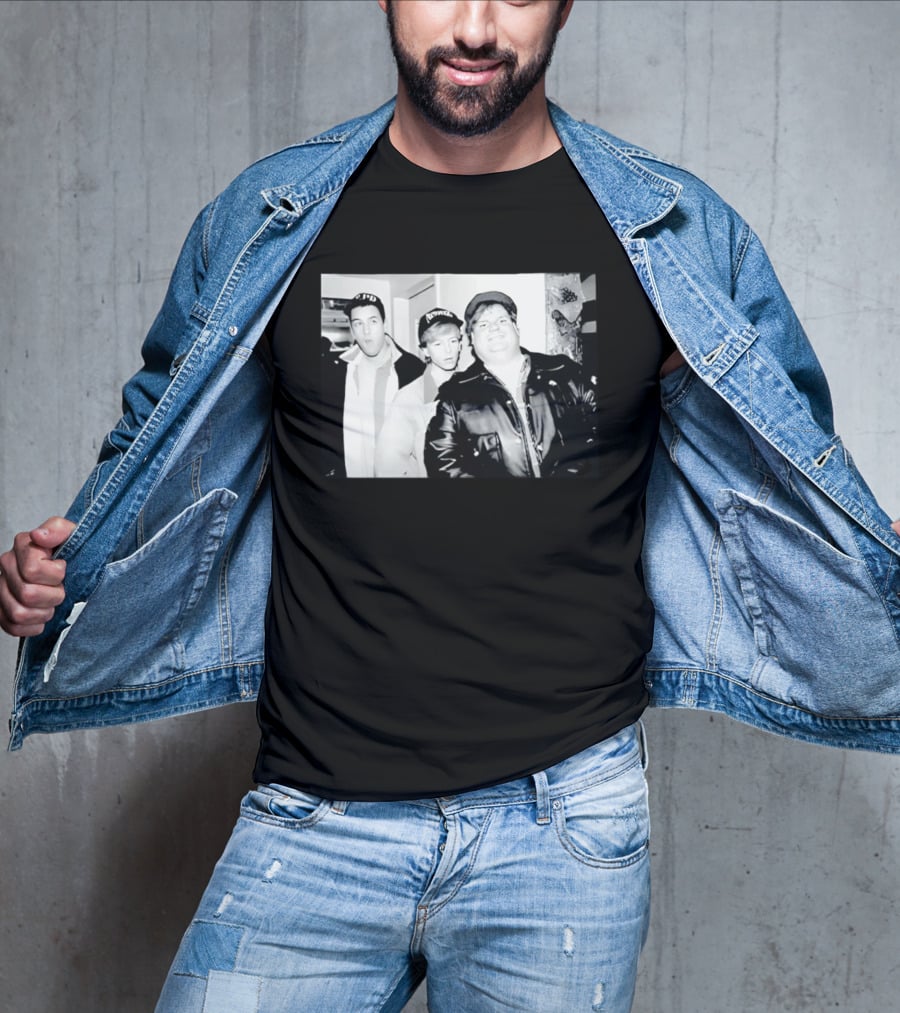 Adam Sandler Chris Farley David Spade NYPD Chicago Black And White Photo T-Shirt