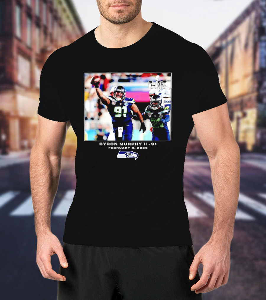 Byron Murphy II Seattle Seahawks Super Bowl LXI February 1 2026 T-Shirt