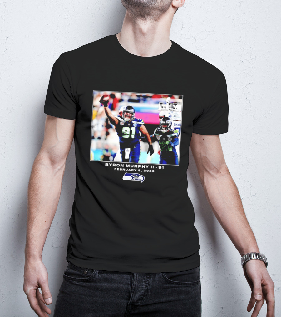 Byron Murphy II Seattle Seahawks Super Bowl LXI February 1 2026 T-Shirt