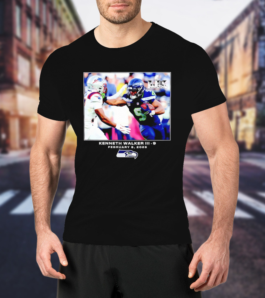 Kenneth Walker III Seattle Seahawks Super Bowl LIX Football 2026 T-Shirt