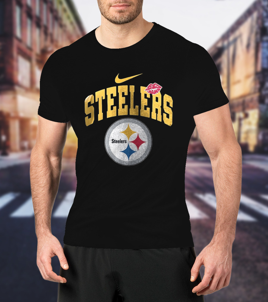 Pittsburgh Steelers Nike Makeup Artist Logo With Lip Print T-Shirt