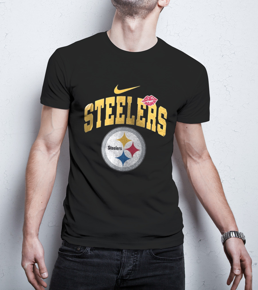 Pittsburgh Steelers Nike Makeup Artist Logo With Lip Print T-Shirt
