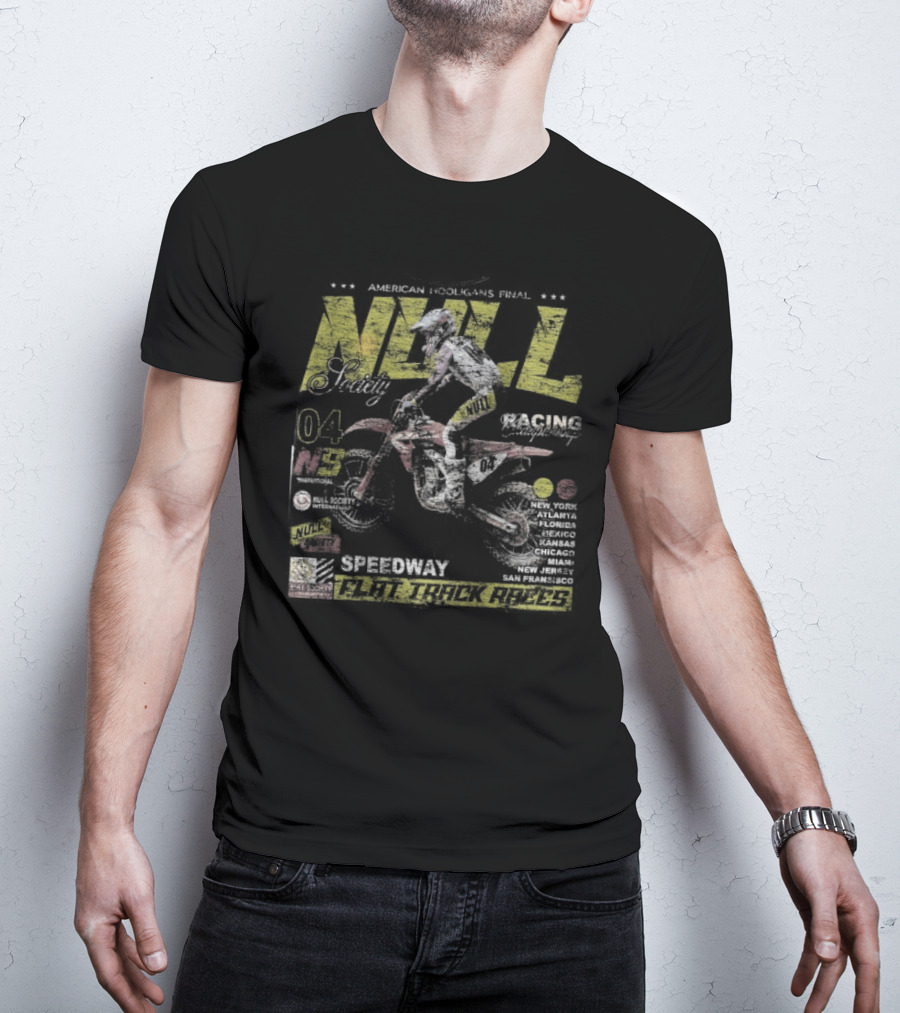 Null Society Speedway Flat Track Racer Motorcycle 4 T-Shirt