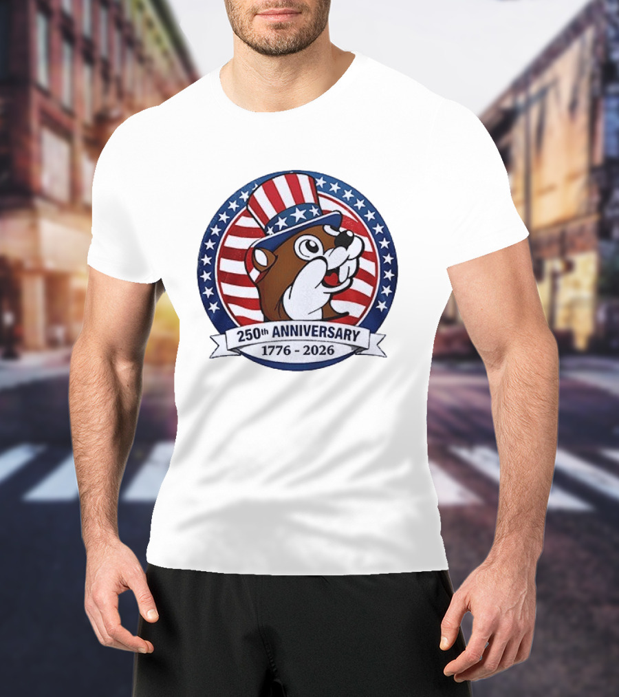 Buc Ee's 250th Anniversary 1776 2026 Patriotic Beavers With Stars And Stripes Hat T-Shirt