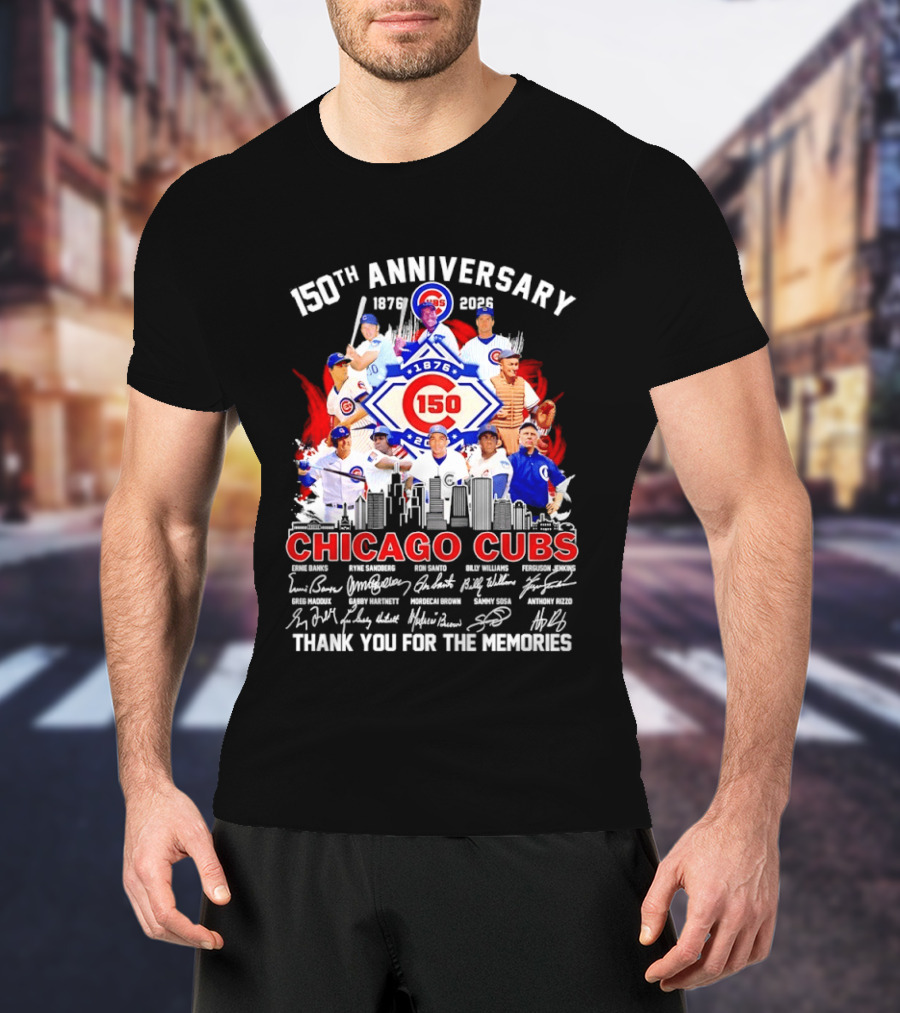 150th Anniversary Chicago Cubs 1876 2026 Skyline Thank You For The Memories T-Shirt
