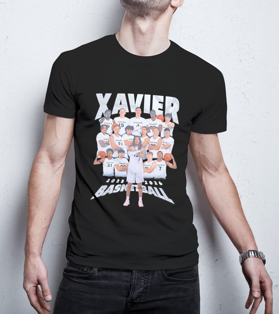 Xavier Men's Basketball 2025 2026 Team Player Roster Collage T-Shirt