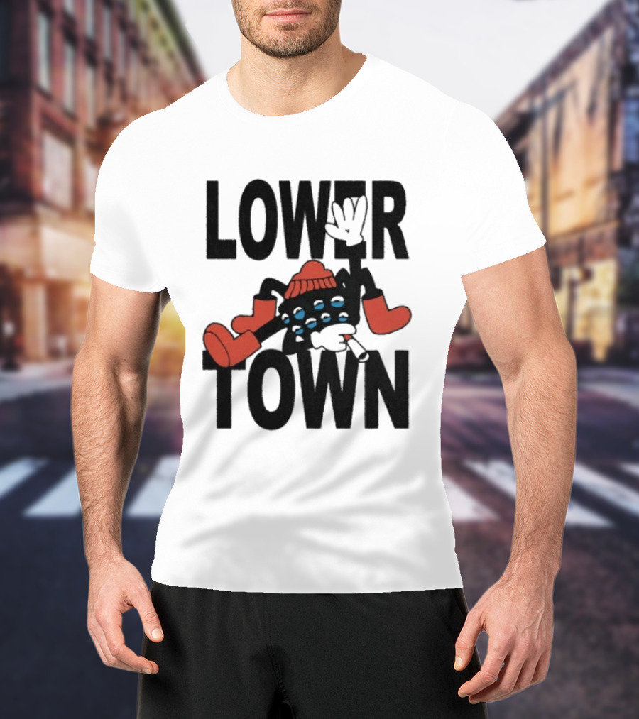 Lowertown Smokey Spider Cartoon Character With Boots And Beanie T-Shirt