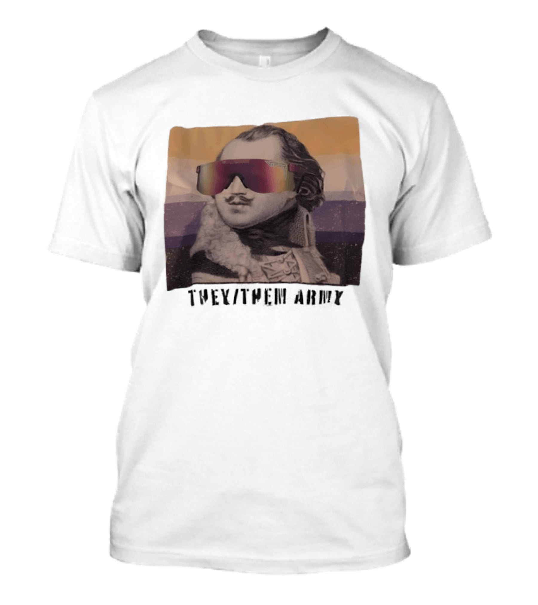 They Them Army Historical Figure Portrait With Sunglasses T-Shirt