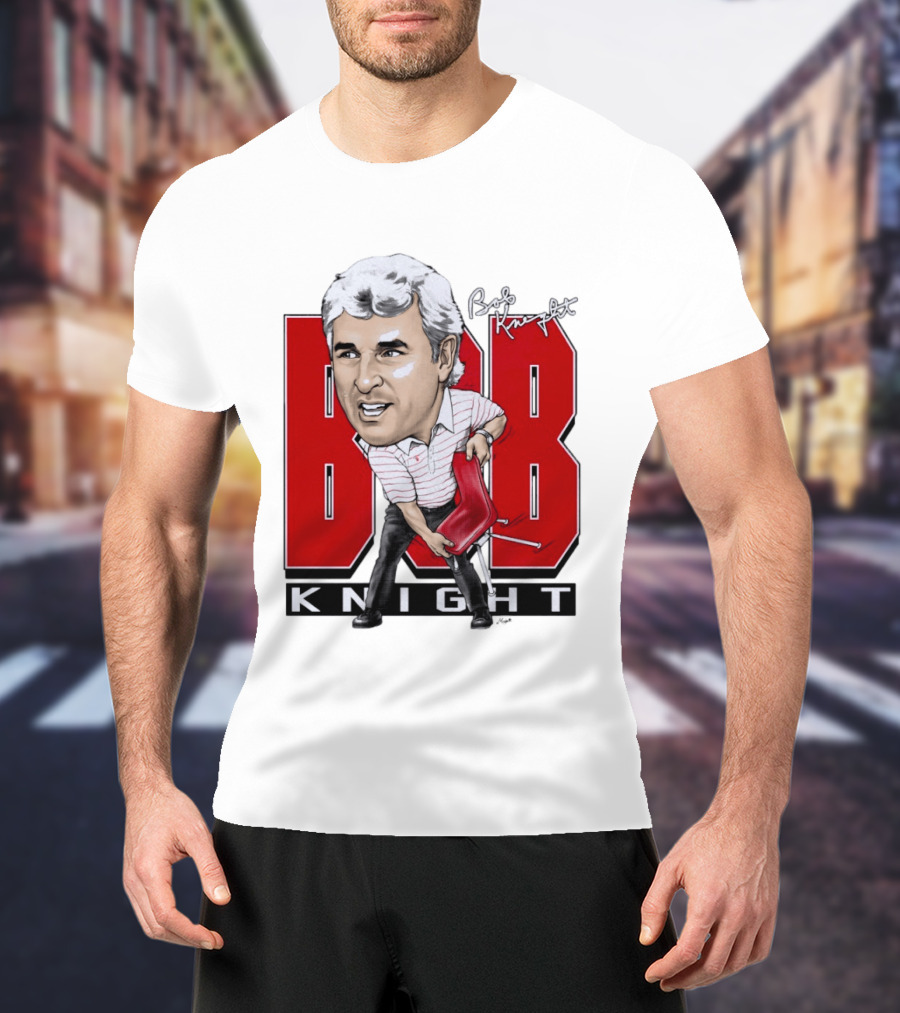 Bob Knight Chair Throw Caricature Signature Red Chair T-Shirt
