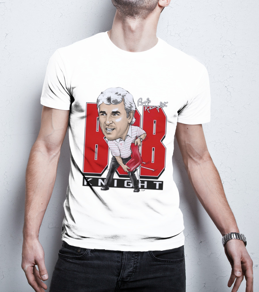 Bob Knight Chair Throw Caricature Signature Red Chair T-Shirt
