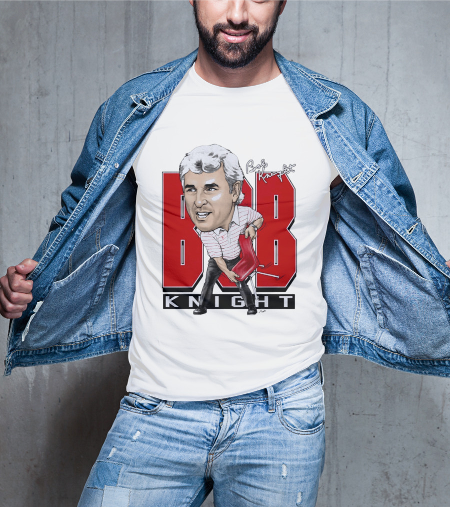 Bob Knight Chair Throw Caricature Signature Red Chair T-Shirt