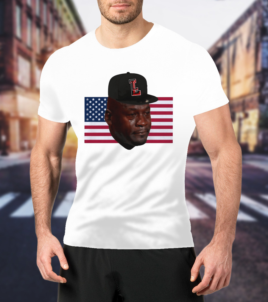 Crying Jordan Texas Tech Red Raiders USA Flag Iconic Meme Cap T-Shirt