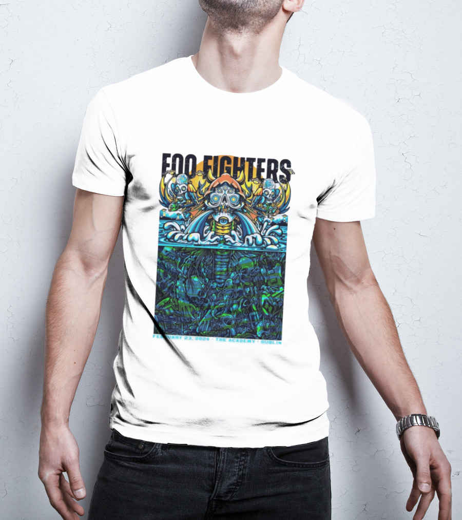 Foo Fighters Dublin 2026 Concert February 23 The Academy Venue Underwater Skeleton T-Shirt