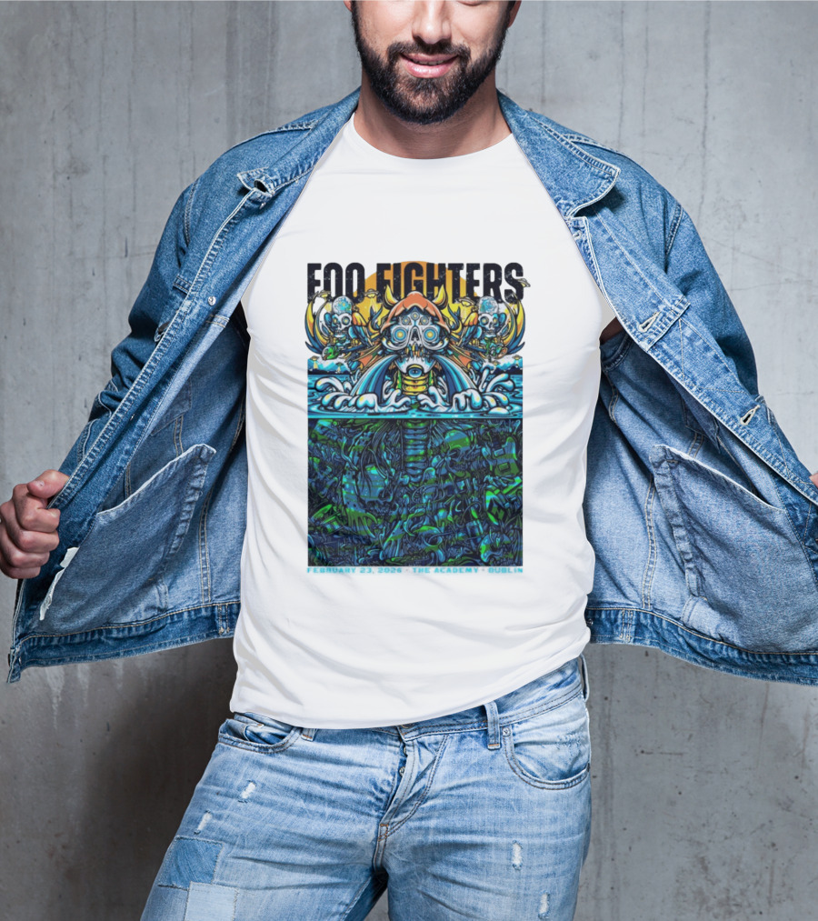 Foo Fighters Dublin 2026 Concert February 23 The Academy Venue Underwater Skeleton T-Shirt