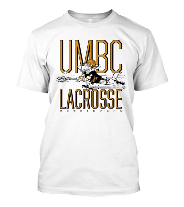 UMBC Retrievers Lacrosse Vintage Style Graphic With Dog Player T-Shirt