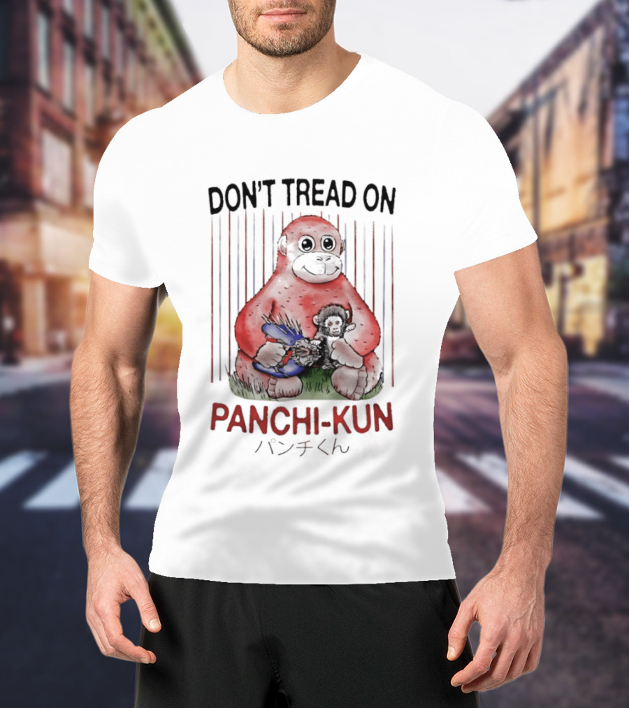Don't Tread On Panchi Kun Cute Sloth Hugging Blue Teddy Bear T-Shirt