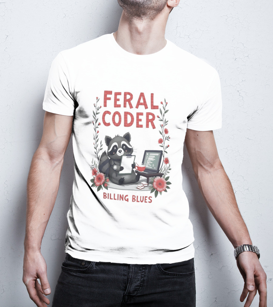 Feral Coder Raccoon Billing Blues T-Shirt