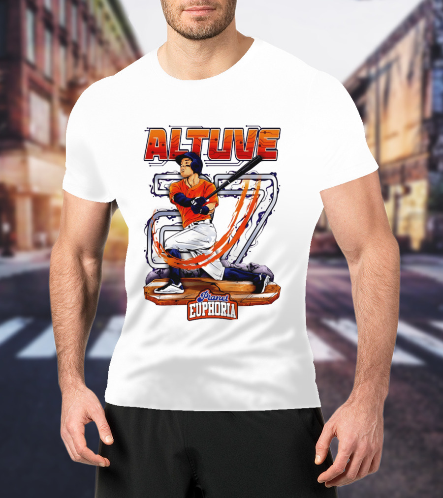 Altuve 27 Planet Euphoria Houston Astros Hand Drawn T-Shirt