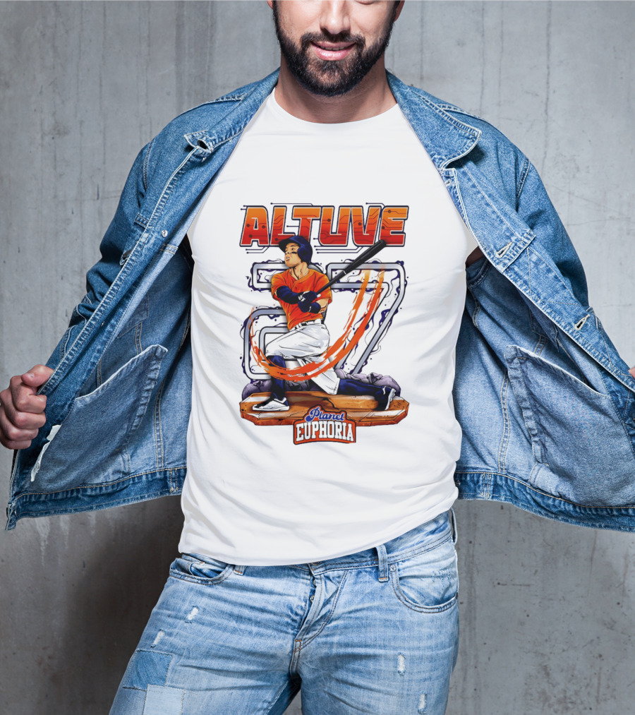 Altuve 27 Planet Euphoria Houston Astros Hand Drawn T-Shirt
