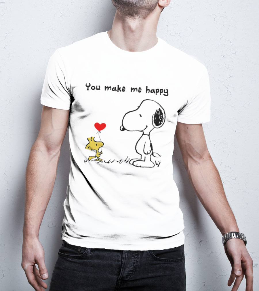 Snoopy Woodstock You Make Me Happy Heart Balloon T-Shirt