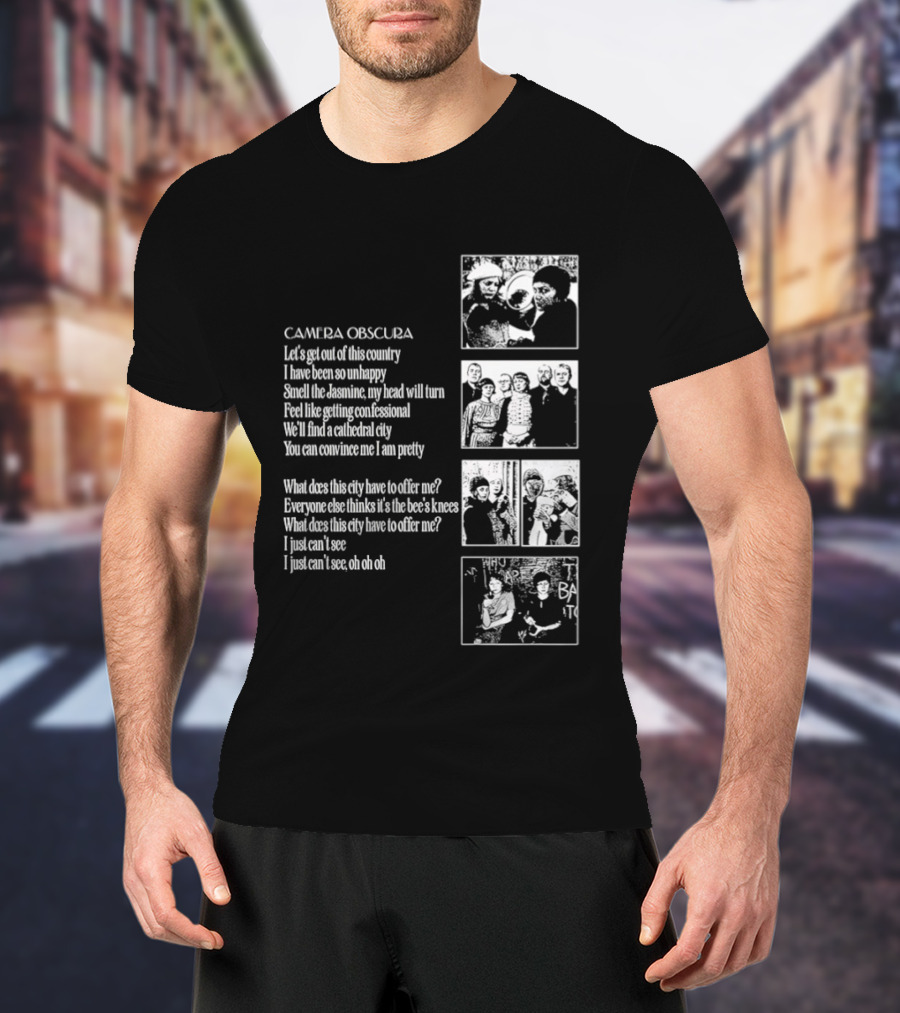 Camera Obscura Let's Get Out Of This Country Song Lyrics And Photos T-Shirt