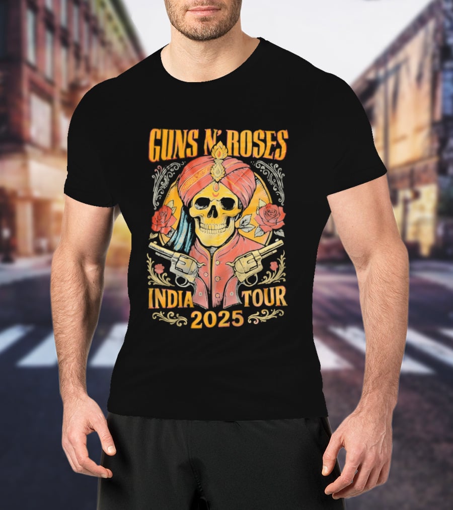 Guns N Roses Skeleton India Tour 2025 T-Shirt