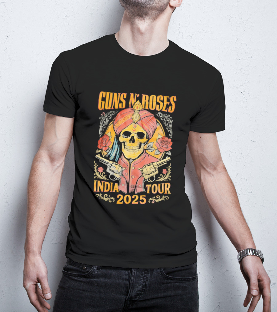 Guns N Roses Skeleton India Tour 2025 T-Shirt