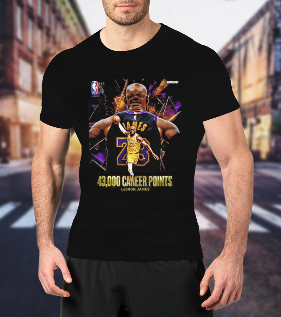 LeBron James NBA 43000 Career Points Achievement 23 Lakers T-Shirt