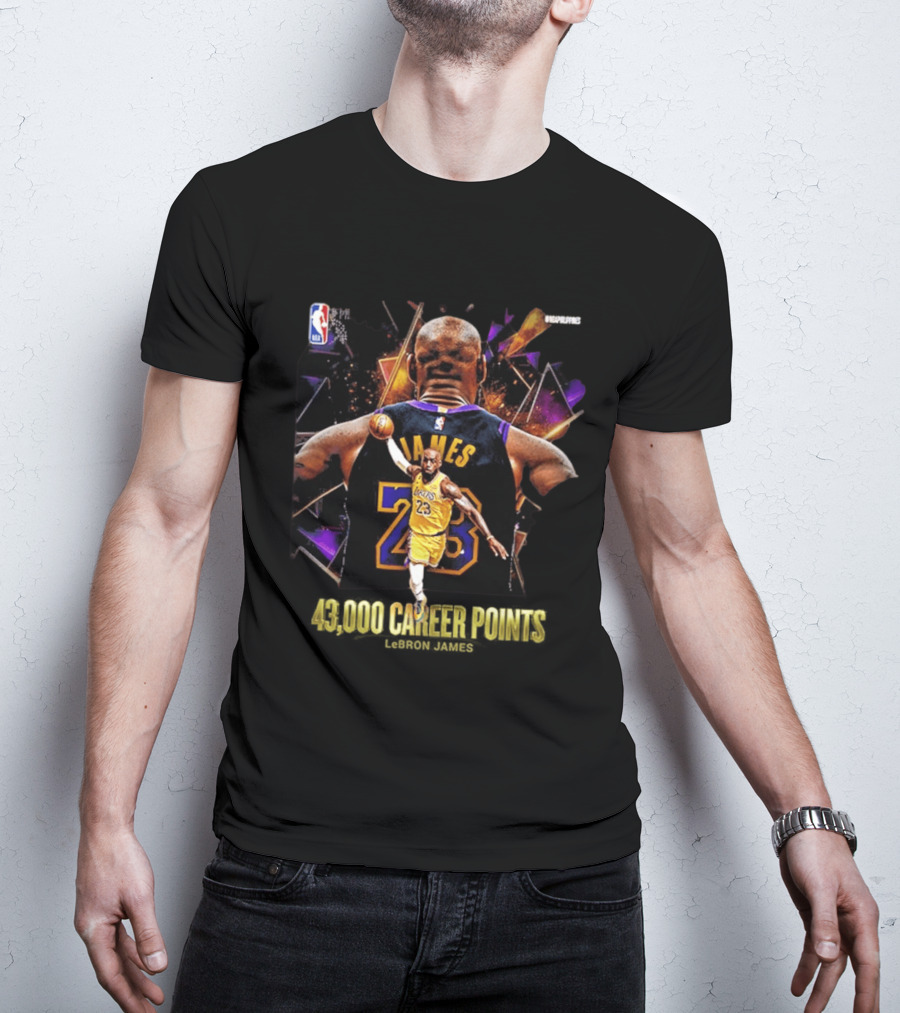 LeBron James NBA 43000 Career Points Achievement 23 Lakers T-Shirt