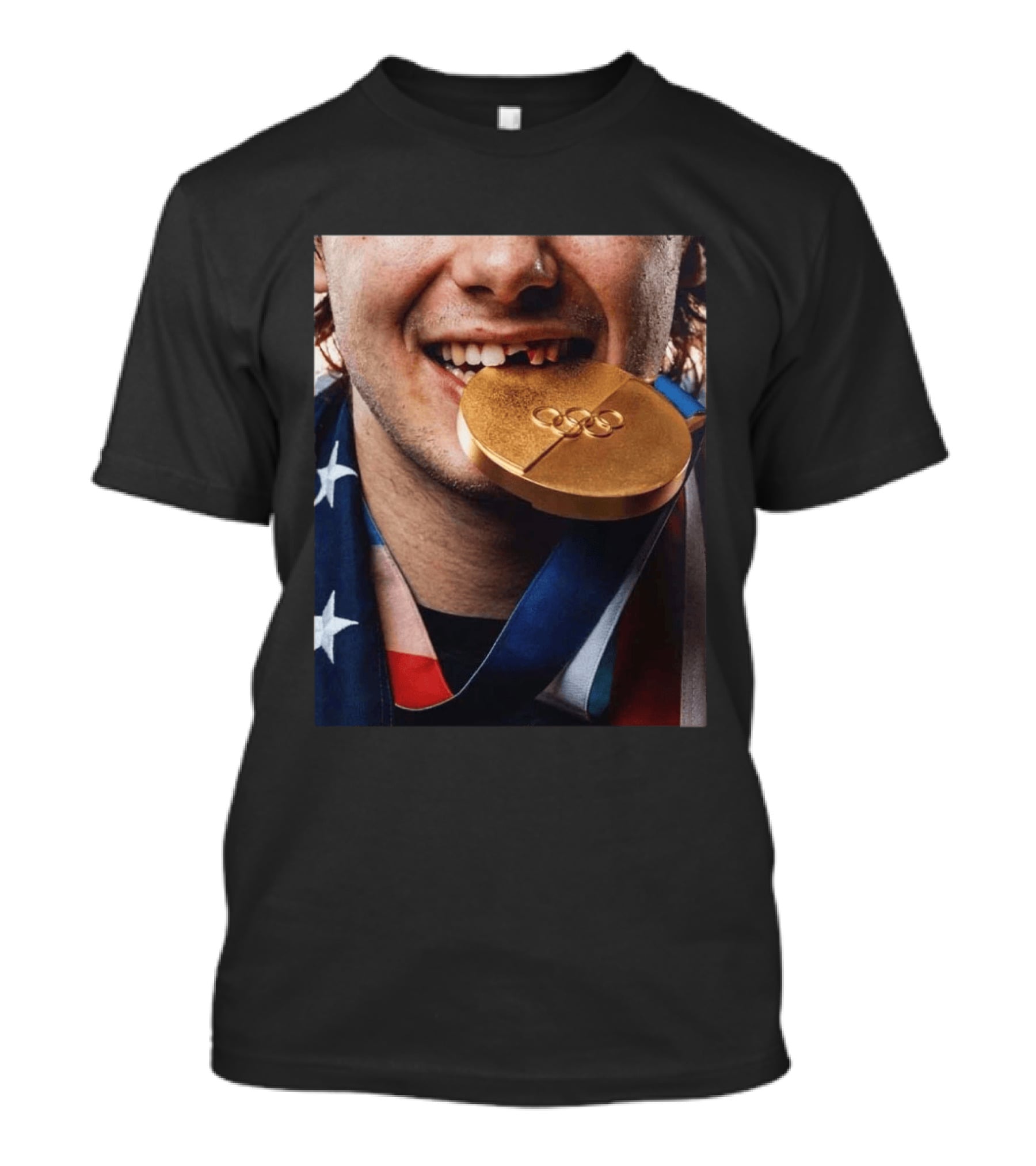 Jack Hughes Olympic Triumph 2026 USA Hockey Shattered Smile Golden Medal T-Shirt