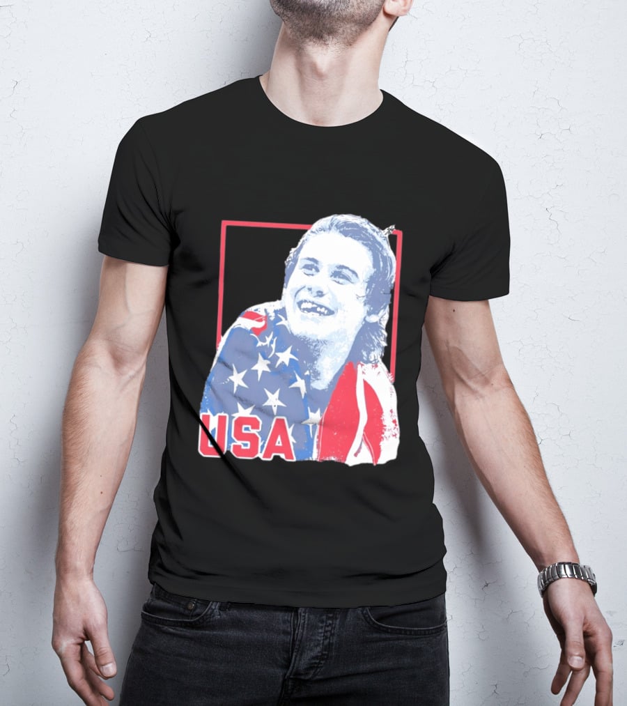 Jack Hughes USA Flag 2026 Hockey T-Shirt